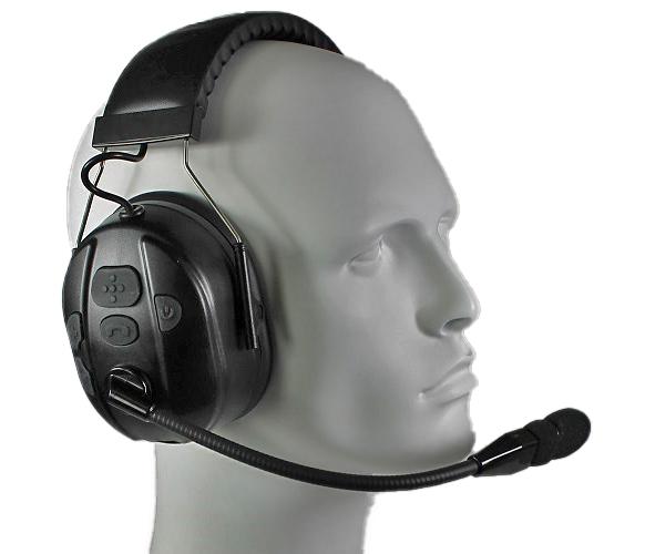 Bluetooth Wireless PTT Dual Muff Aviation Style Over the Head